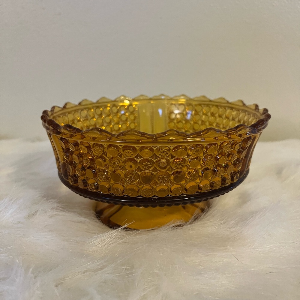 Amber vintage depression glass bowl for candy or trinkets